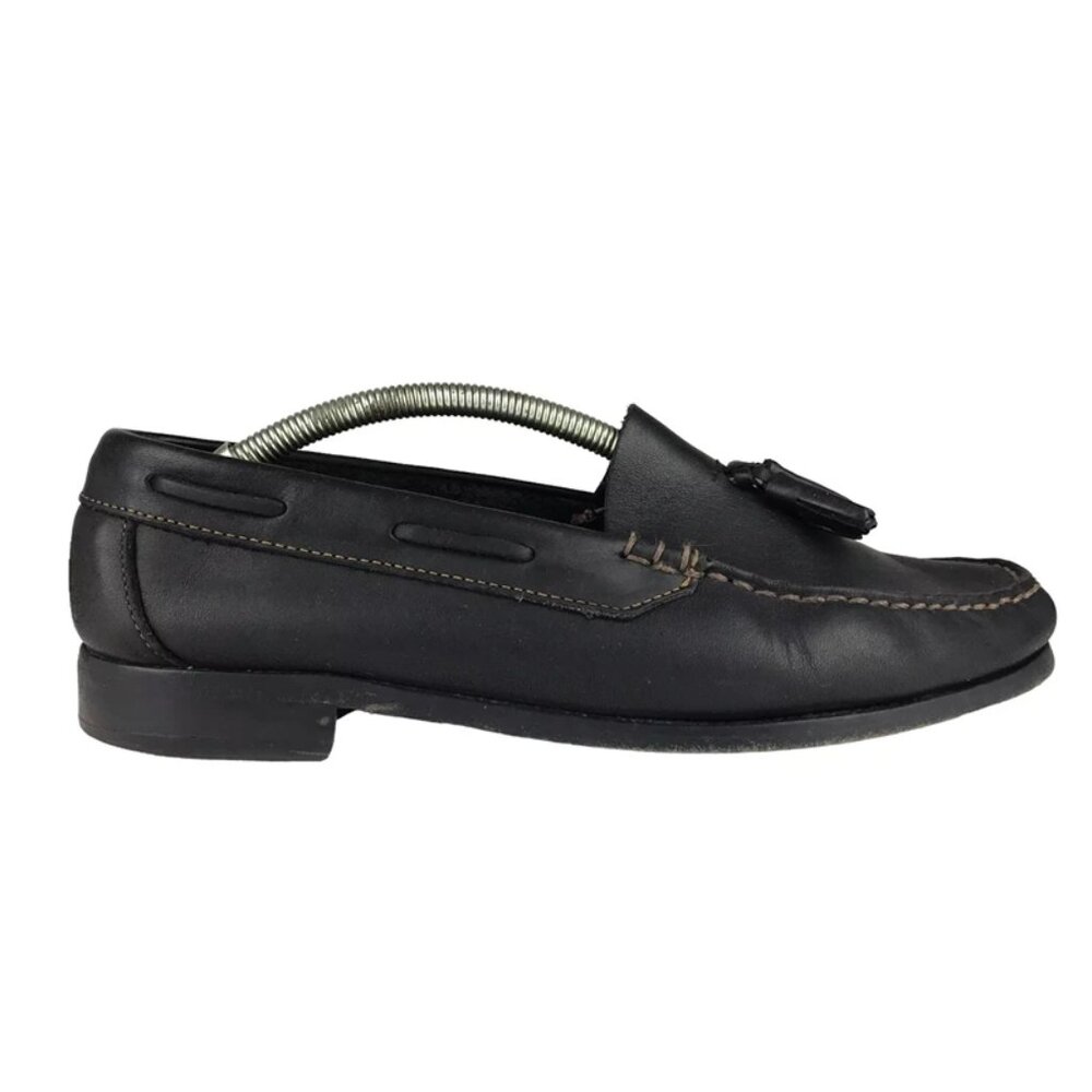 Larson Mens Black Leather Tasseled Moc Toe Slip On Loafers Shoes Size US 10